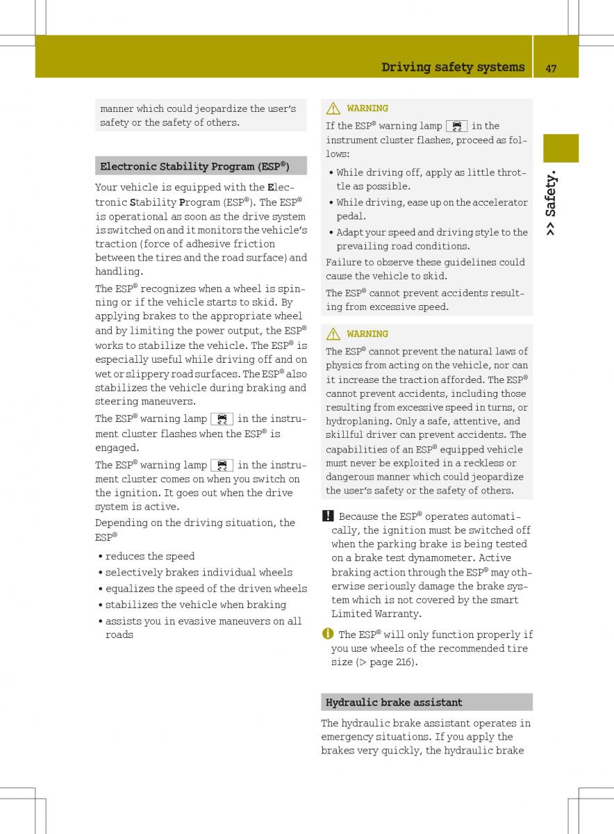 Smart Fortwo ED EV owners manual / page 49