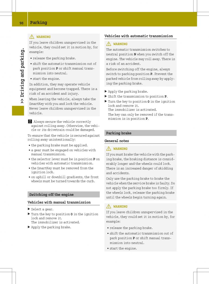 Smart Fortwo III 3 owners manual / page 100