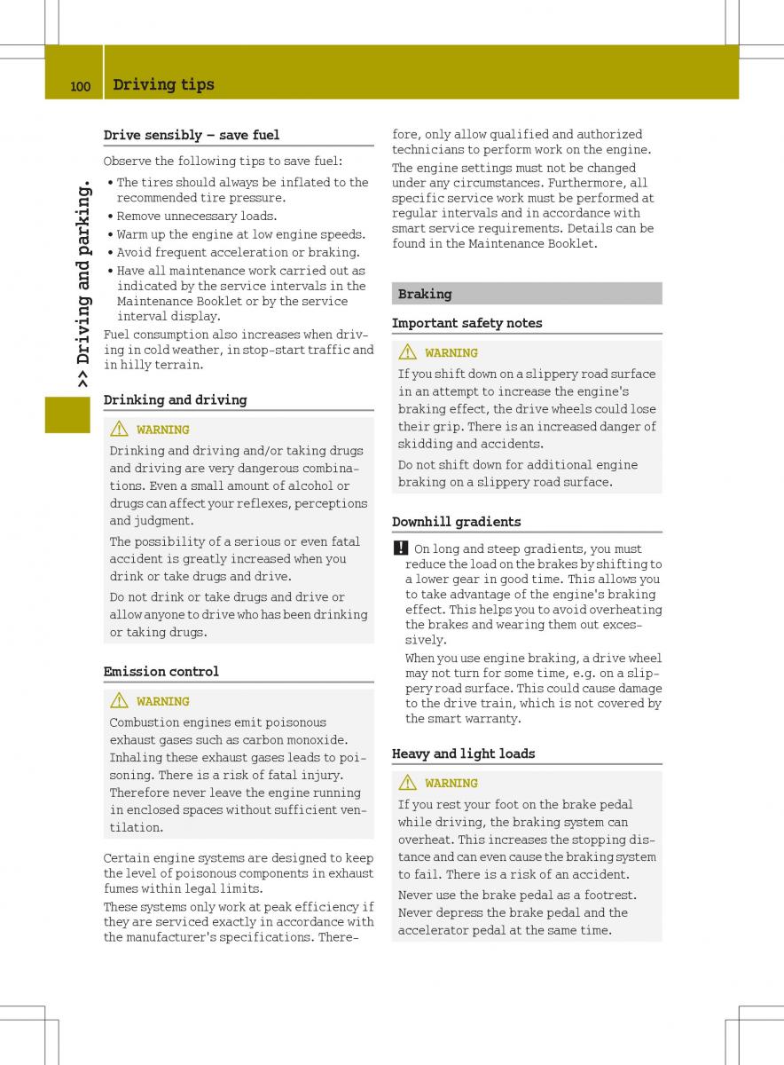 Smart Fortwo III 3 owners manual / page 102