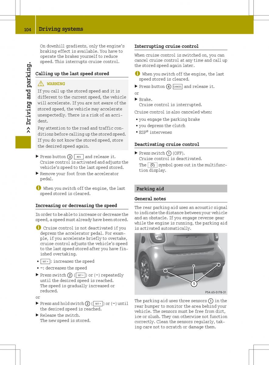 Smart Fortwo III 3 owners manual / page 106