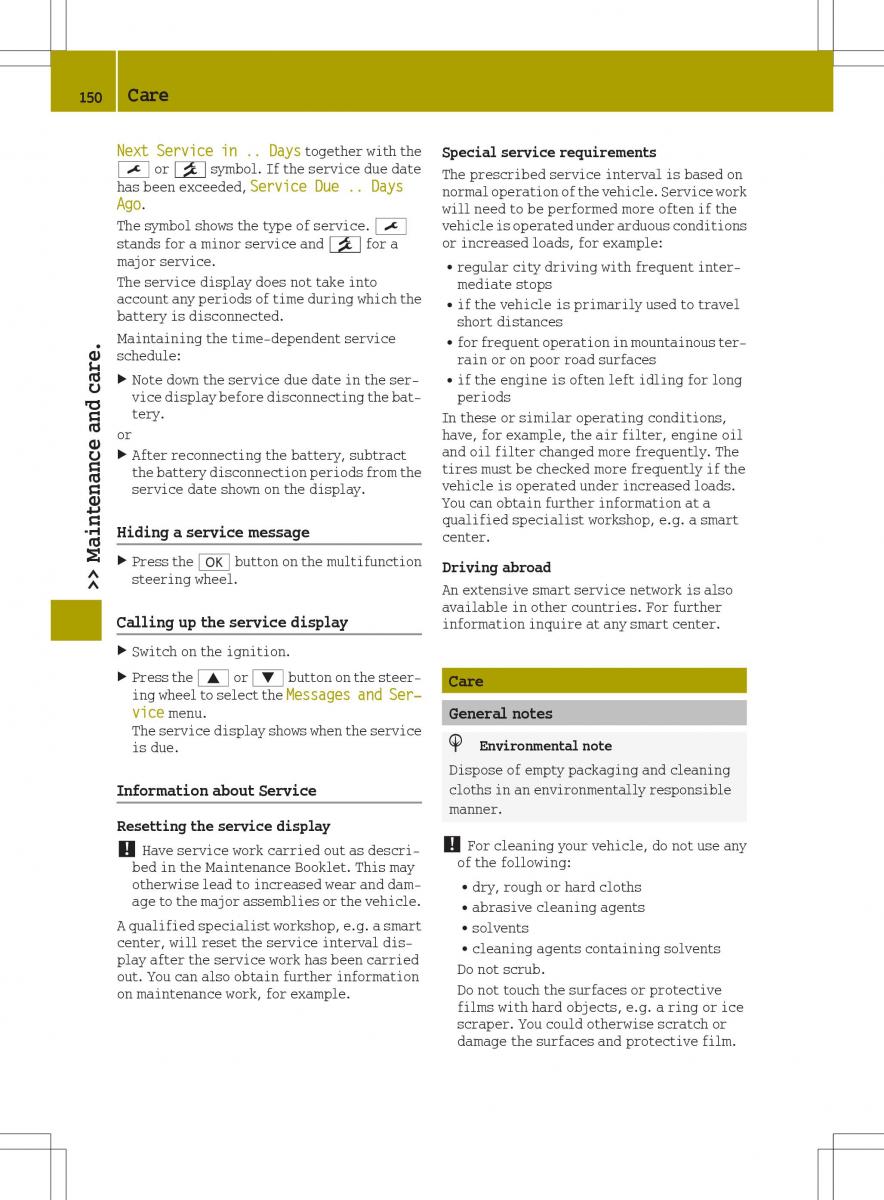 Smart Fortwo III 3 owners manual / page 152