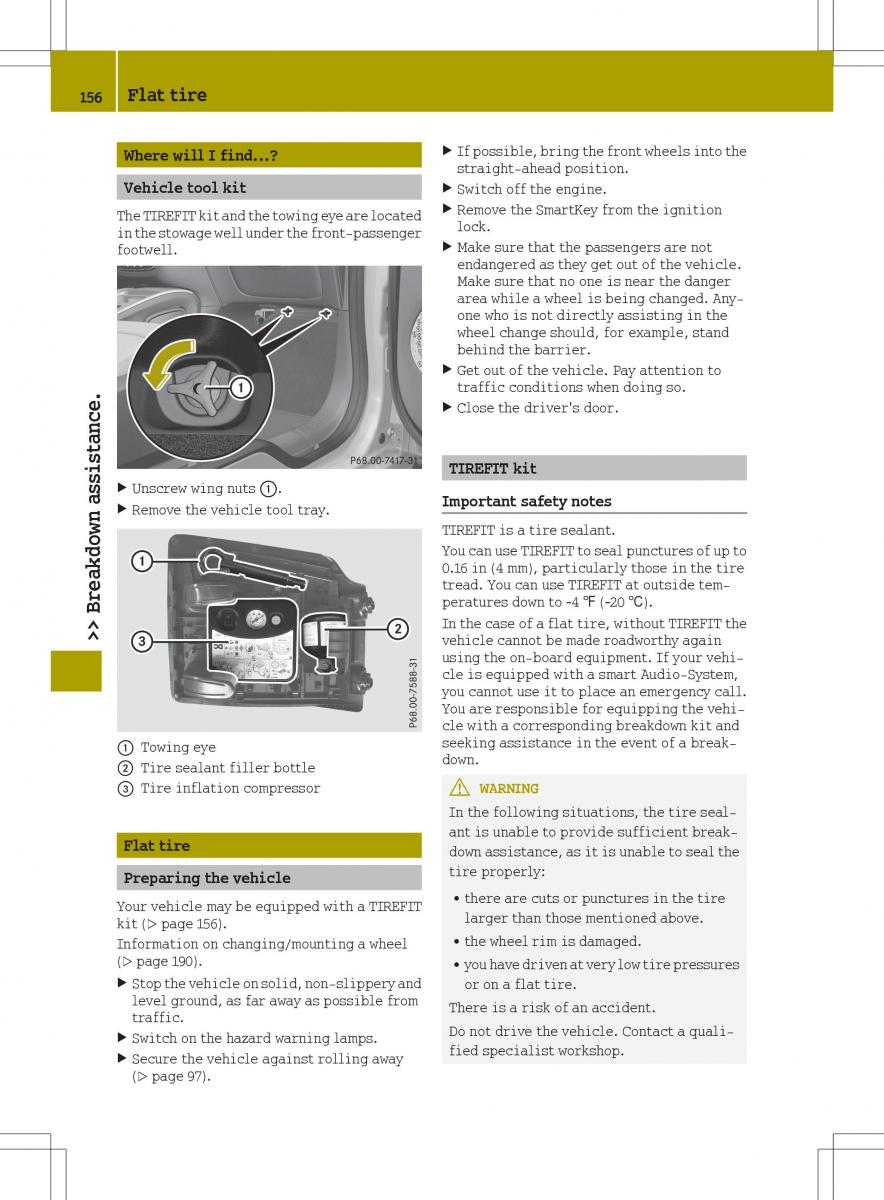 Smart Fortwo III 3 owners manual / page 158