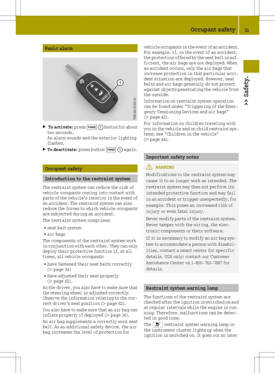 Smart Fortwo III 3 owners manual / page 33