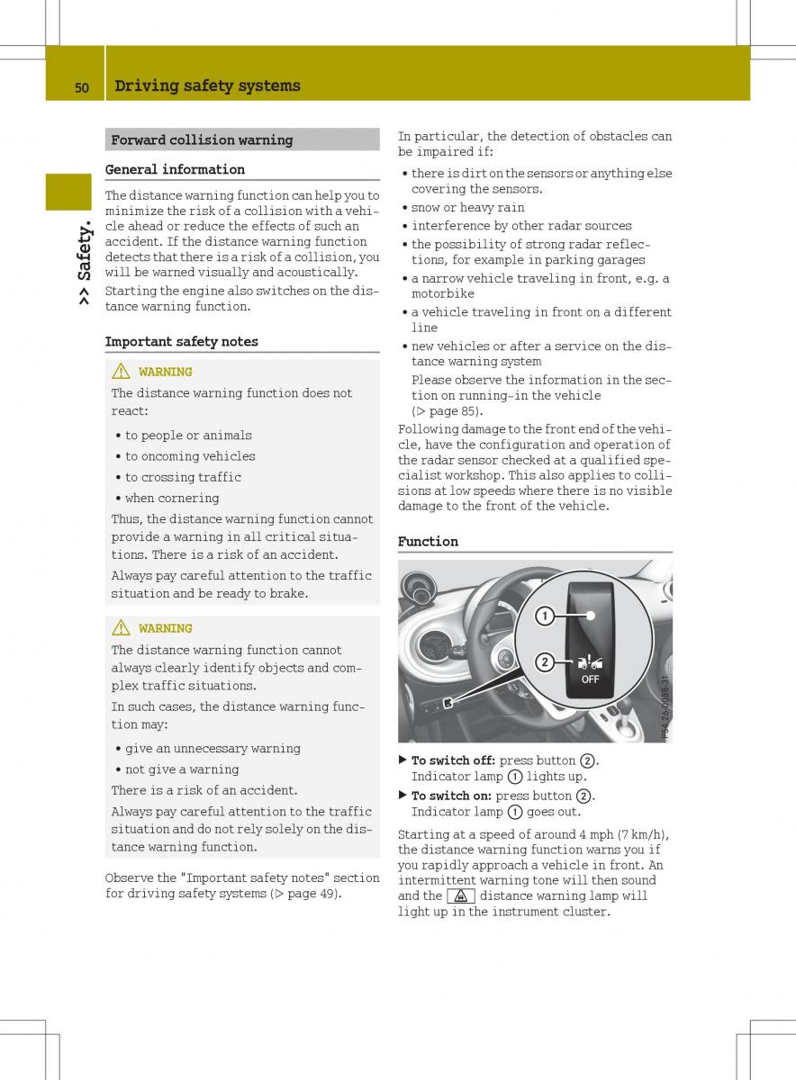 Smart Fortwo III 3 owners manual / page 52