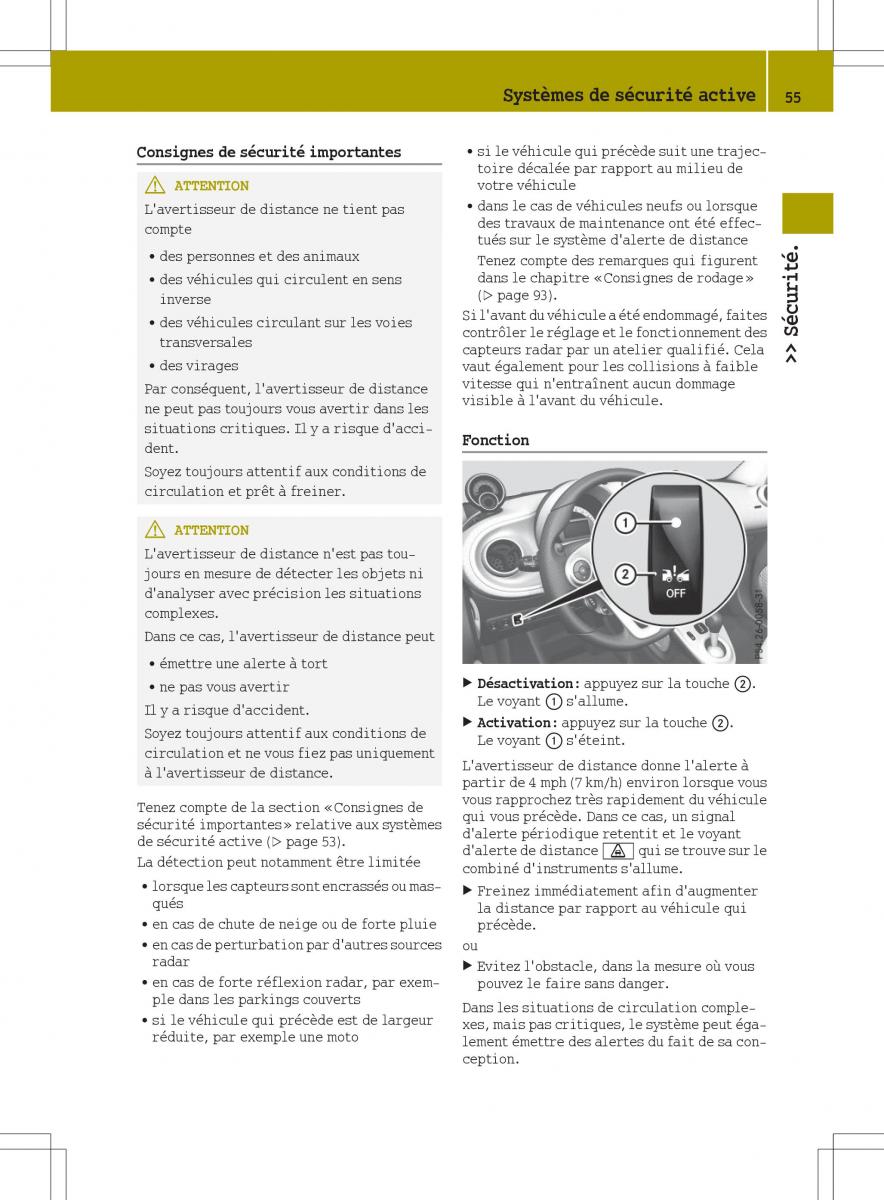 Smart Fortwo III 3 manuel du proprietaire / page 57