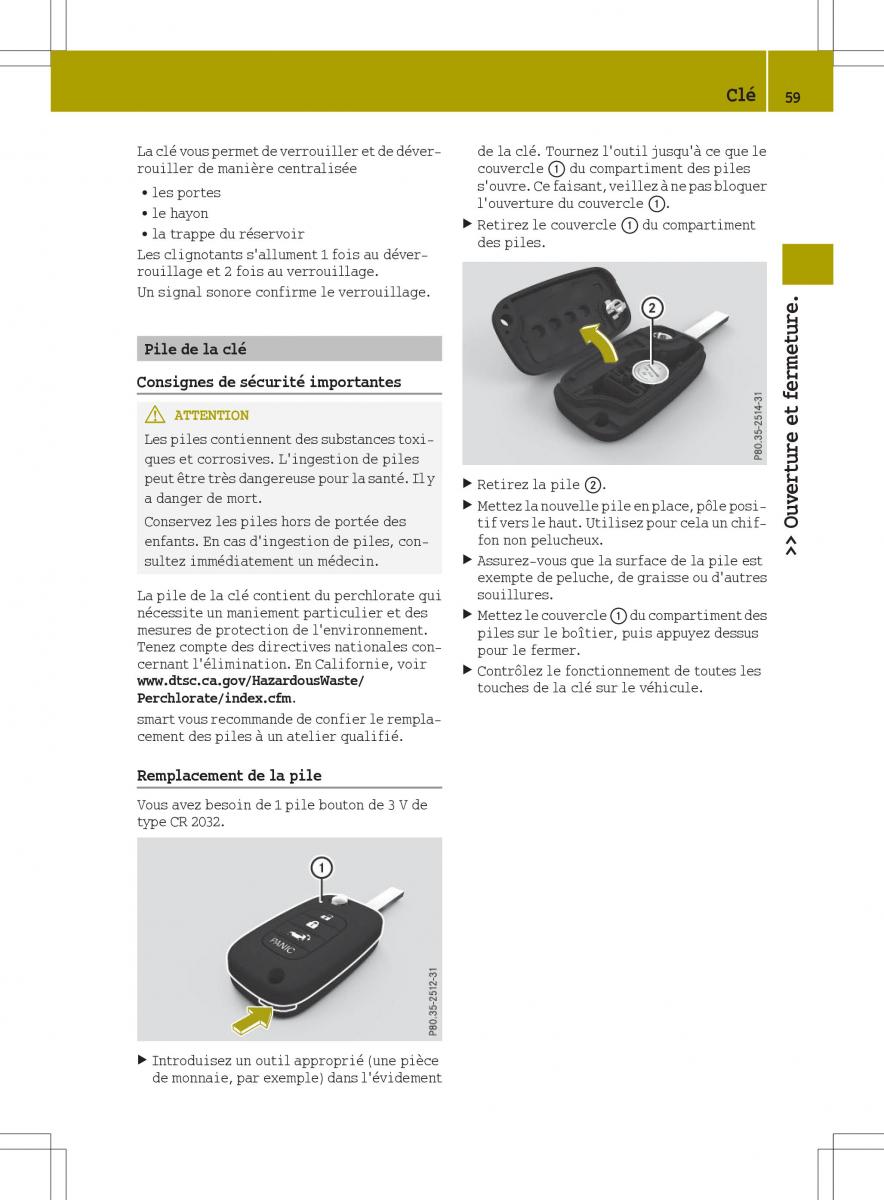 Smart Fortwo III 3 manuel du proprietaire / page 61