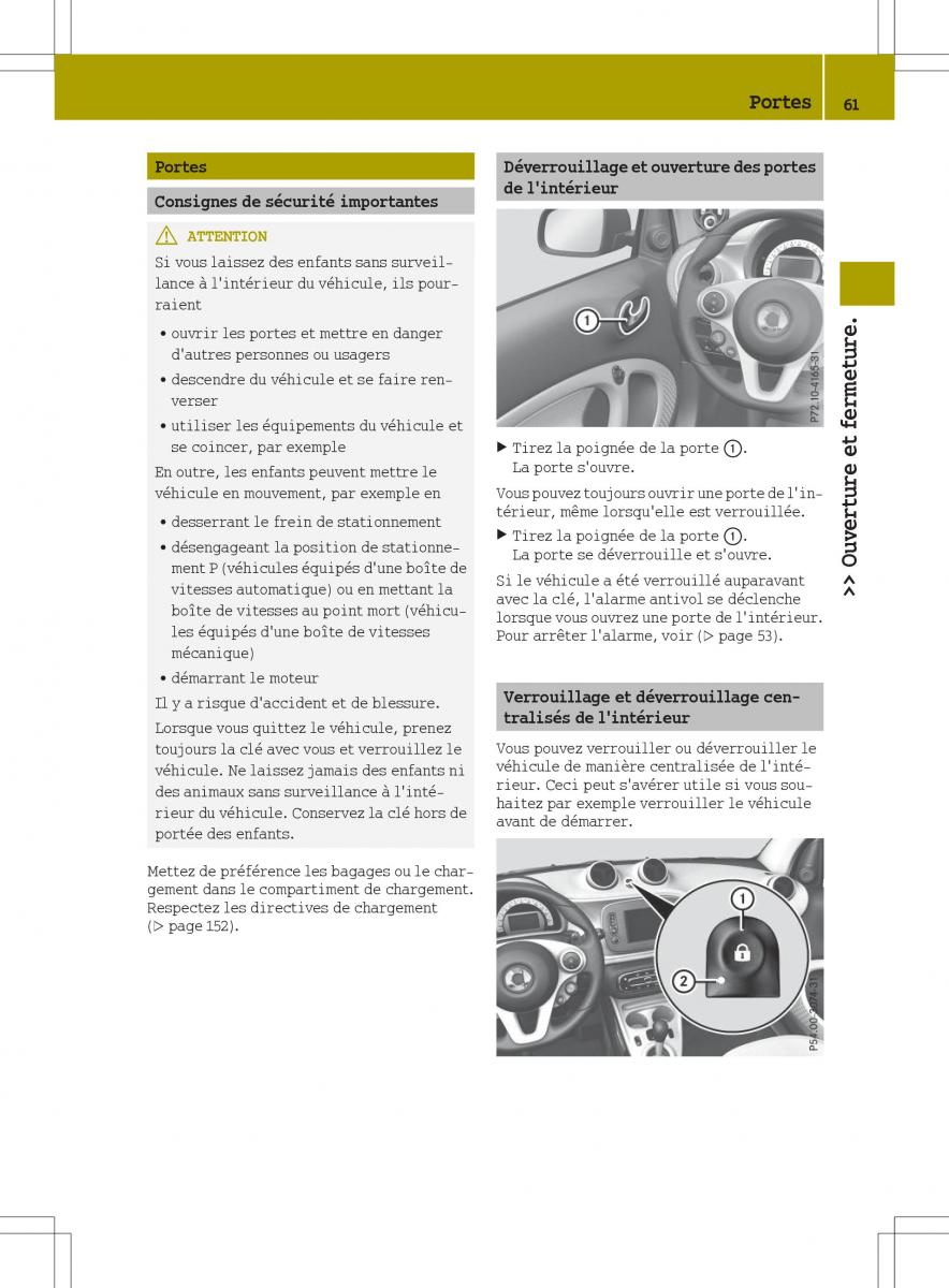 Smart Fortwo III 3 manuel du proprietaire / page 63