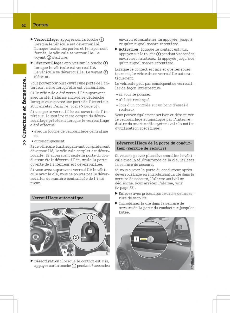 Smart Fortwo III 3 manuel du proprietaire / page 64