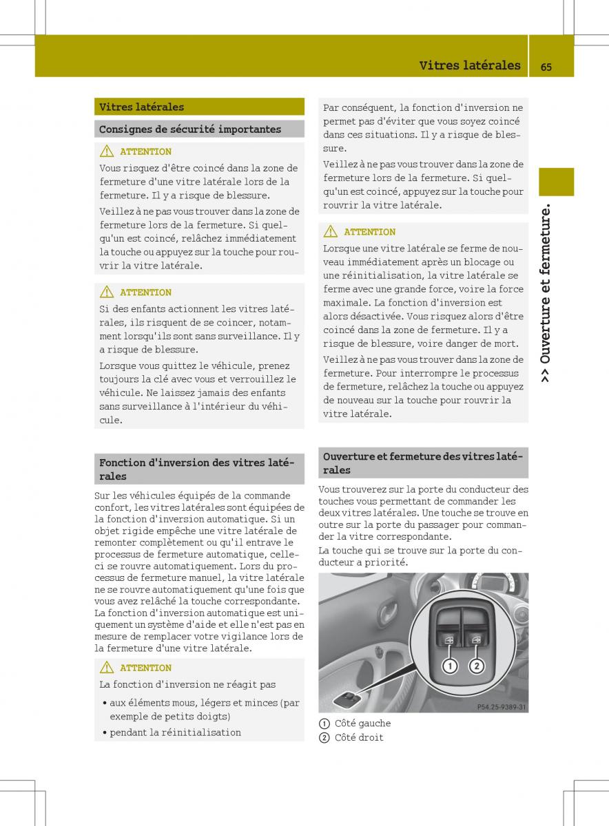 Smart Fortwo III 3 manuel du proprietaire / page 67