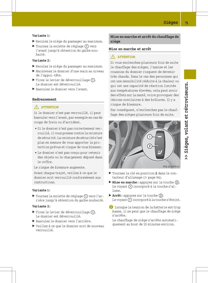 Smart Fortwo III 3 manuel du proprietaire / page 73