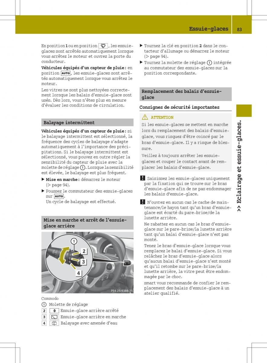 Smart Fortwo III 3 manuel du proprietaire / page 85