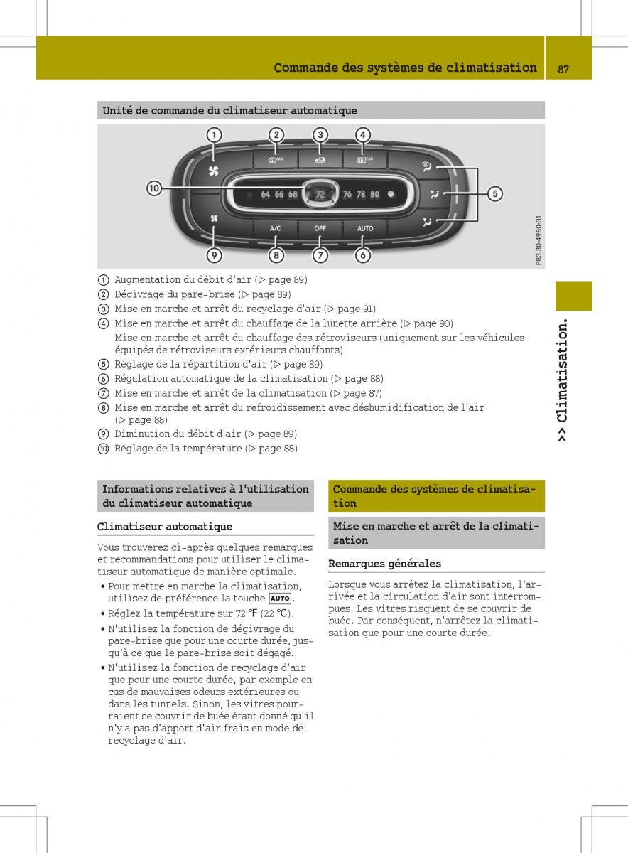 Smart Fortwo III 3 manuel du proprietaire / page 89