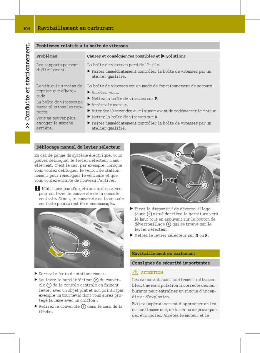 Smart Fortwo III 3 manuel du proprietaire / page 106