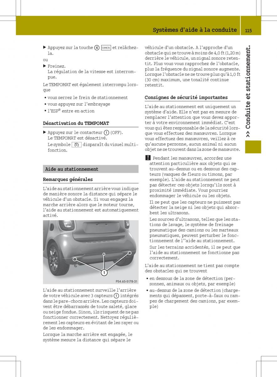 Smart Fortwo III 3 manuel du proprietaire / page 117