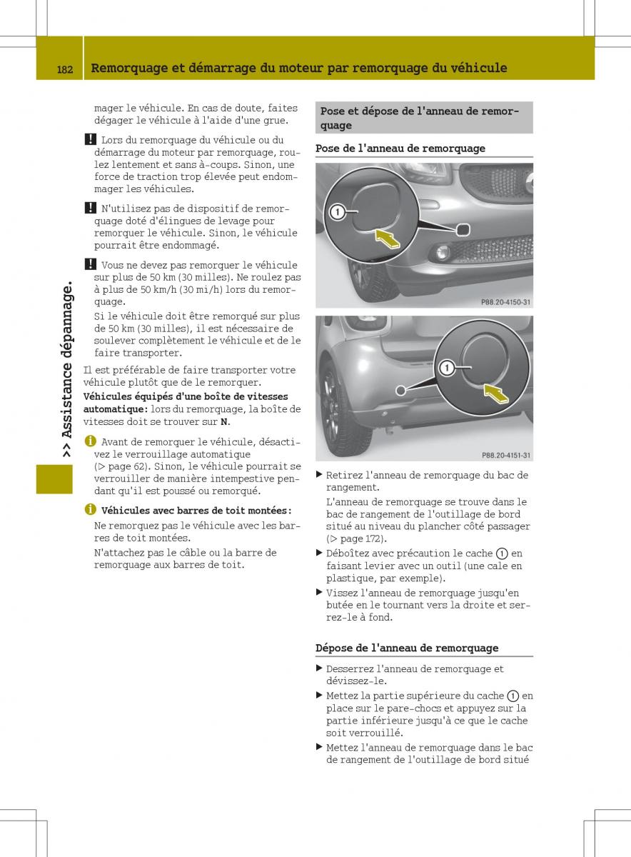 Smart Fortwo III 3 manuel du proprietaire / page 184