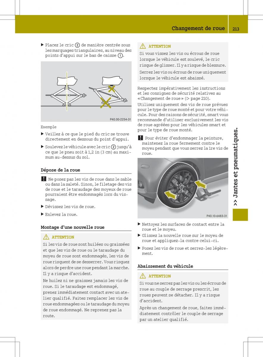 Smart Fortwo III 3 manuel du proprietaire / page 215