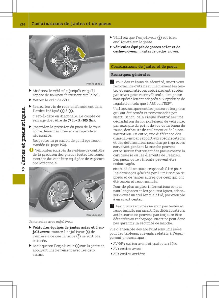 Smart Fortwo III 3 manuel du proprietaire / page 216