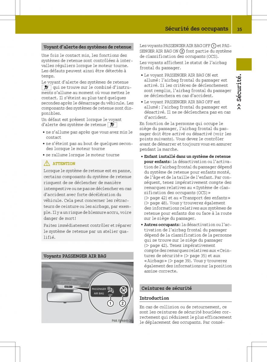 Smart Fortwo III 3 manuel du proprietaire / page 37