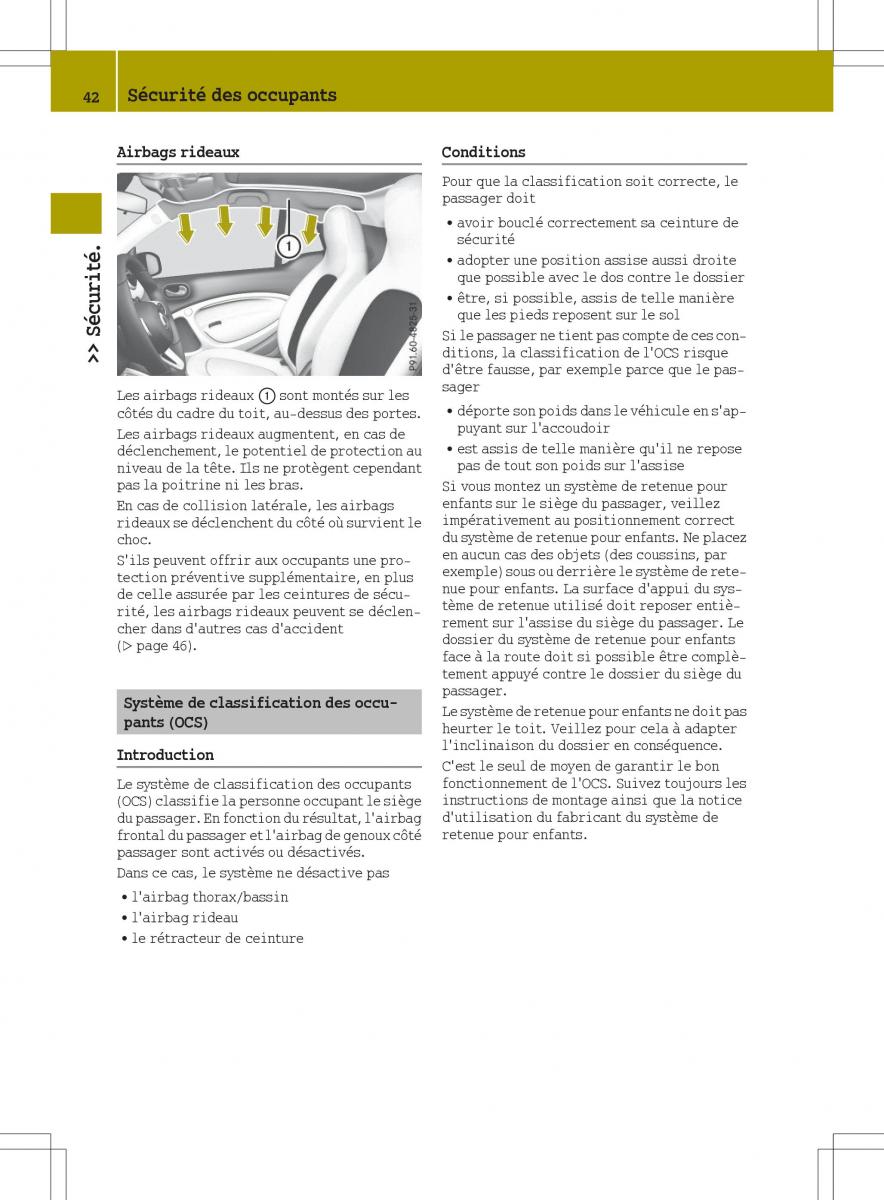 Smart Fortwo III 3 manuel du proprietaire / page 44