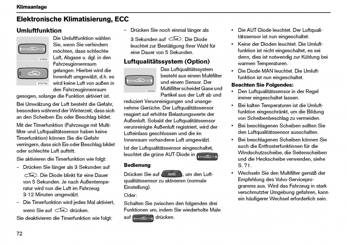 Volvo XC70 Cross Country I 1 Handbuch / page 73