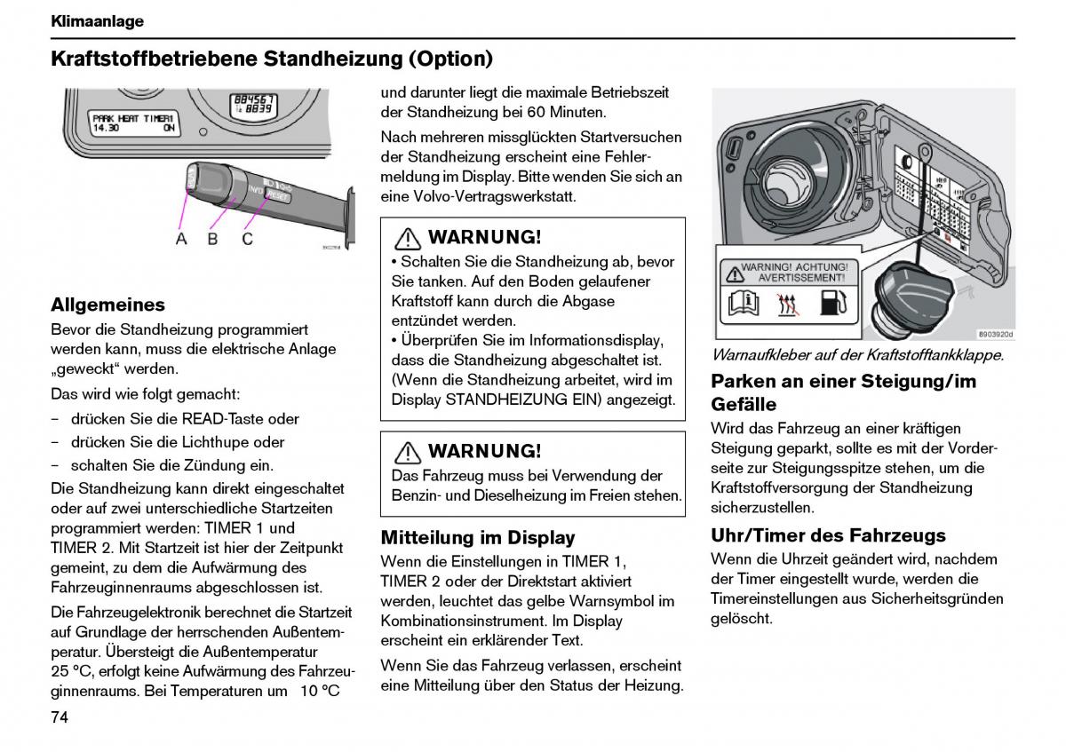 Volvo XC70 Cross Country I 1 Handbuch / page 75