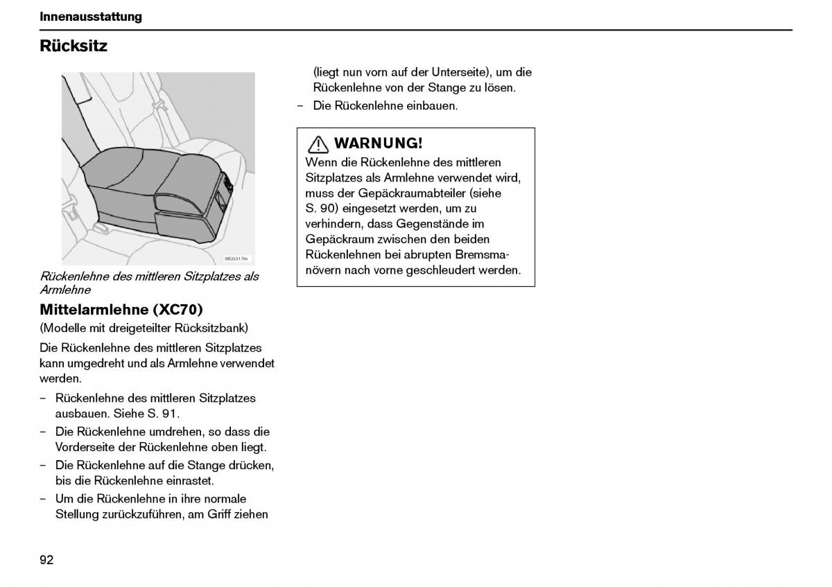 Volvo XC70 Cross Country I 1 Handbuch / page 93