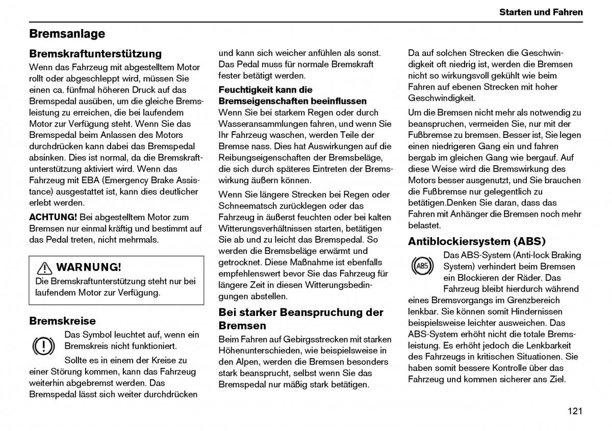 Volvo XC70 Cross Country I 1 Handbuch / page 122