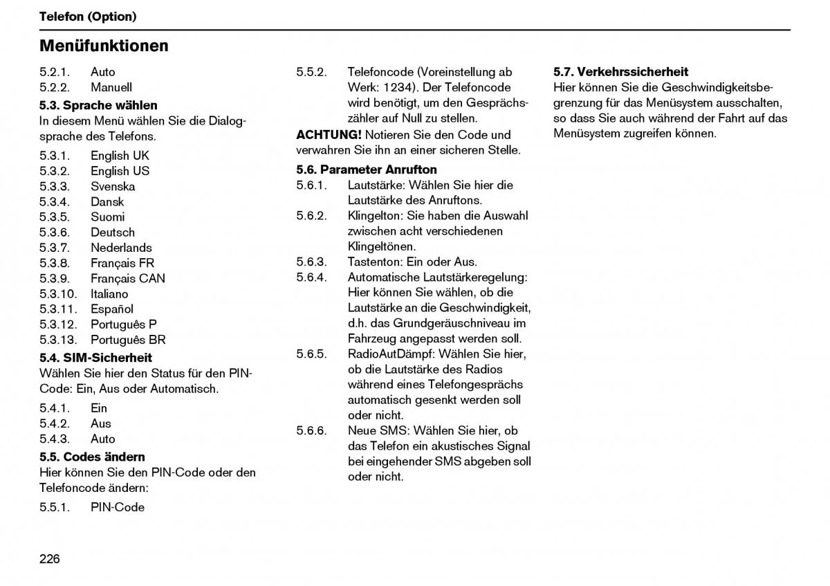 Volvo XC70 Cross Country I 1 Handbuch / page 227