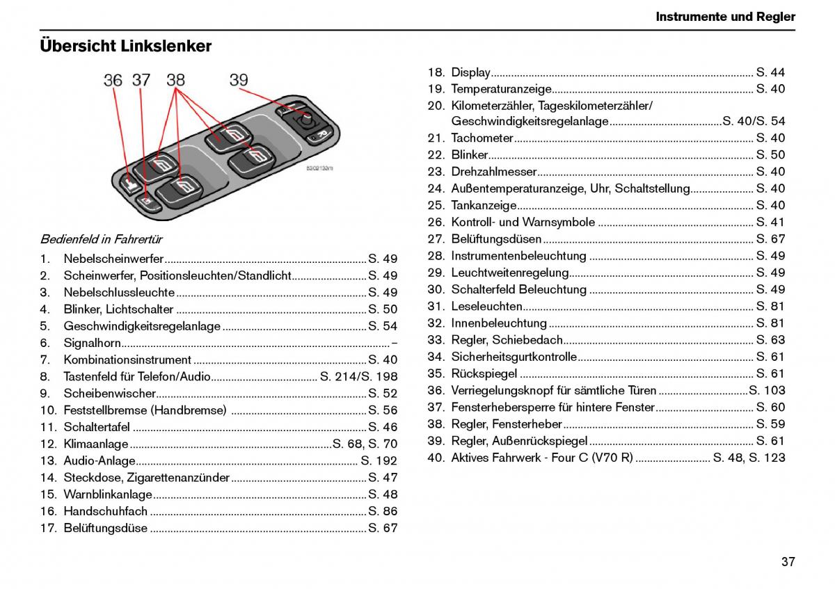 Volvo XC70 Cross Country I 1 Handbuch / page 38