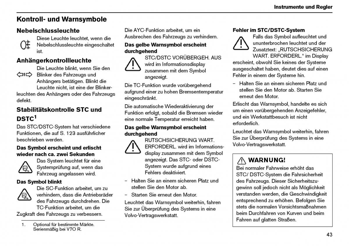 Volvo XC70 Cross Country I 1 Handbuch / page 44