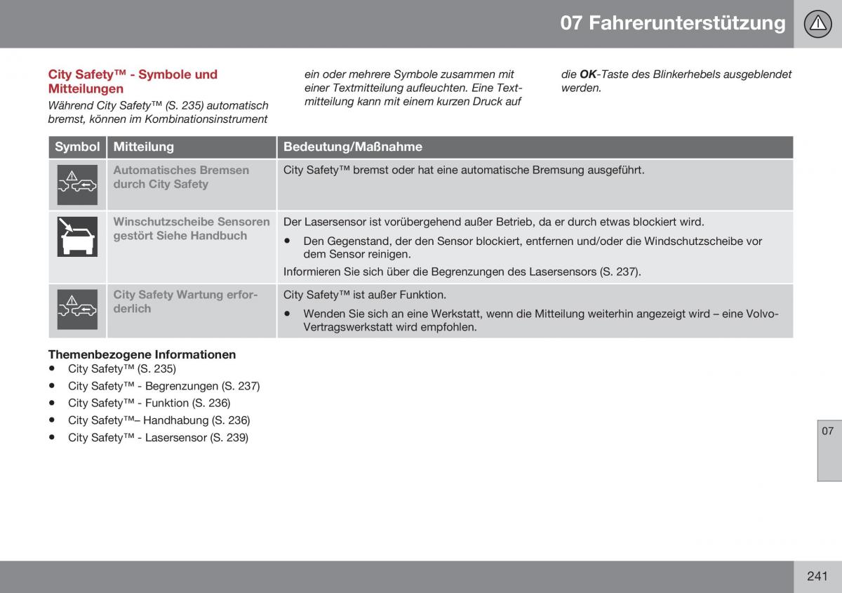 Volvo XC70 Cross Country II 2 Handbuch / page 243