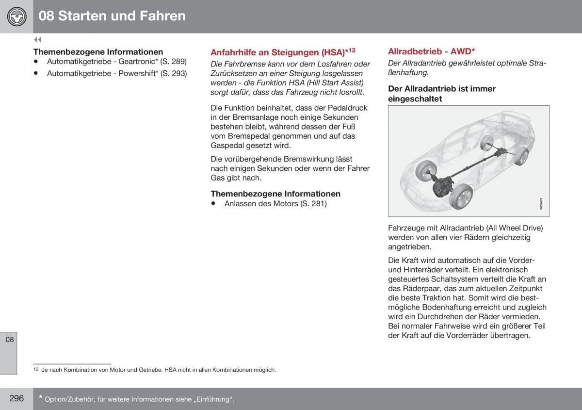 Volvo XC70 Cross Country II 2 Handbuch / page 298