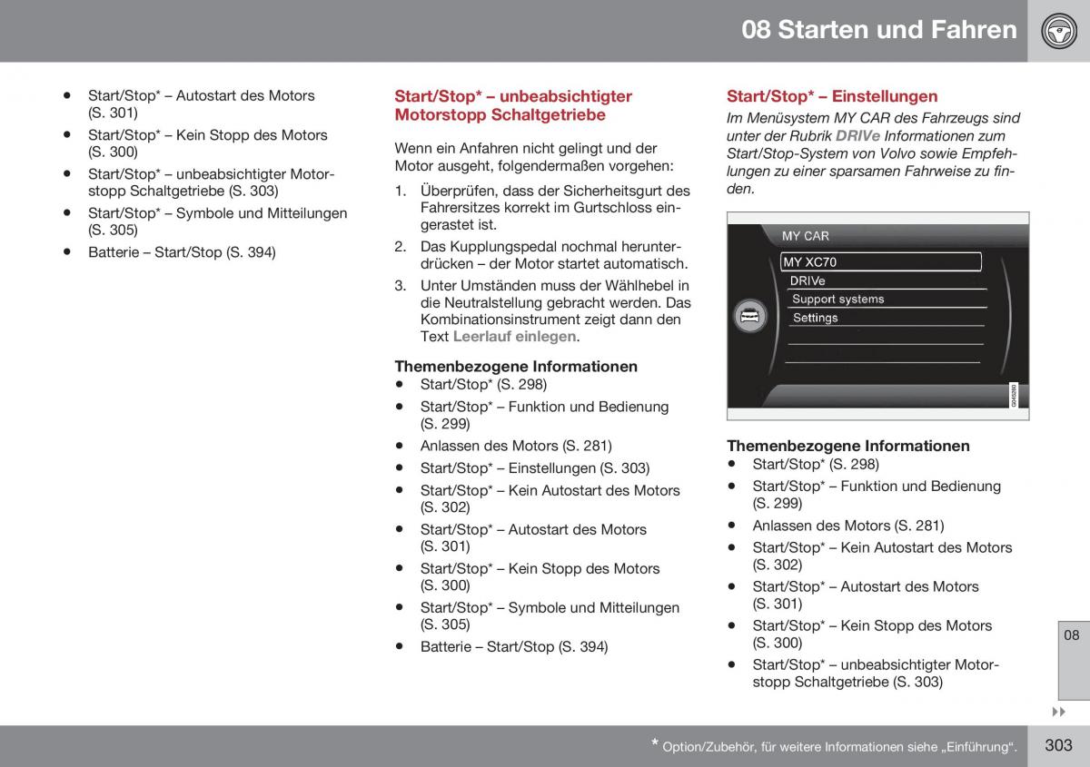 Volvo XC70 Cross Country II 2 Handbuch / page 305