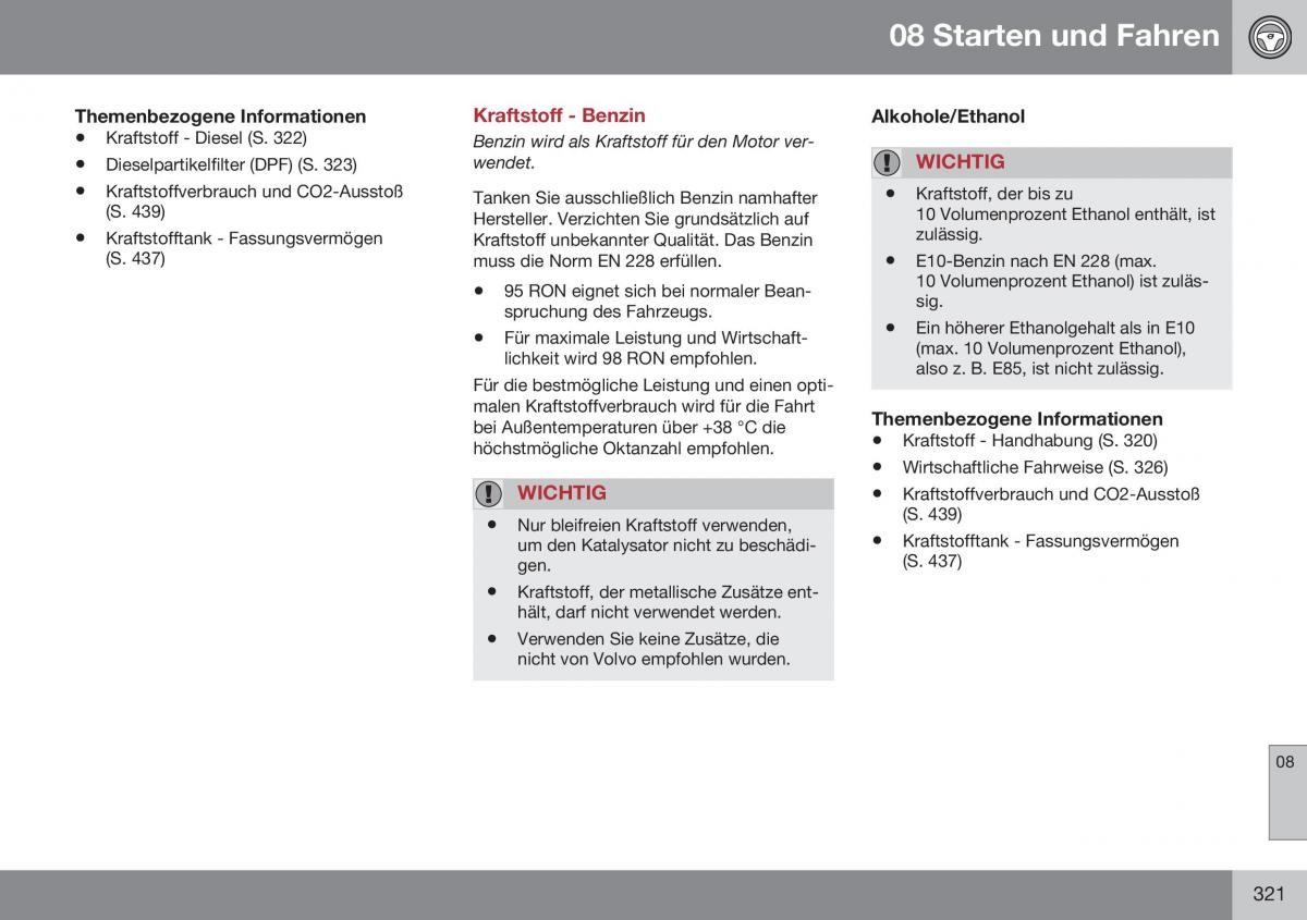 Volvo XC70 Cross Country II 2 Handbuch / page 323