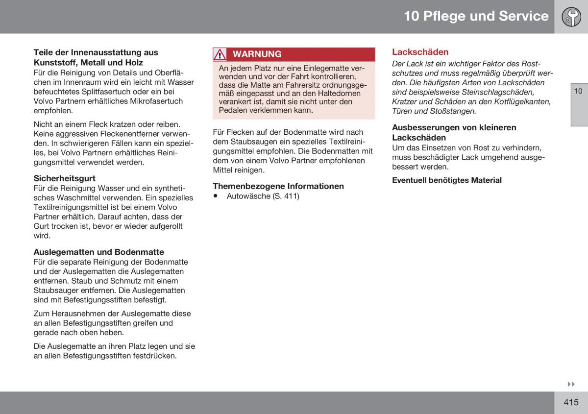 Volvo XC70 Cross Country II 2 Handbuch / page 417