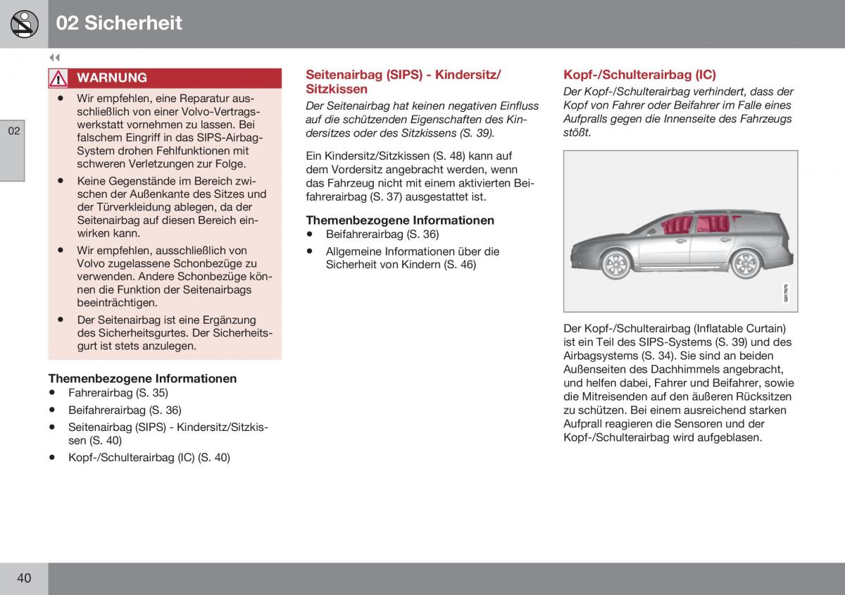 Volvo XC70 Cross Country II 2 Handbuch / page 42