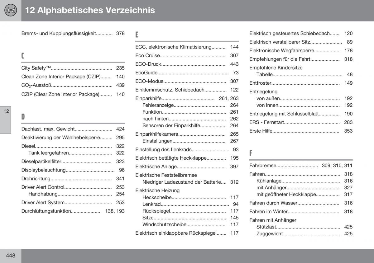 Volvo XC70 Cross Country II 2 Handbuch / page 450