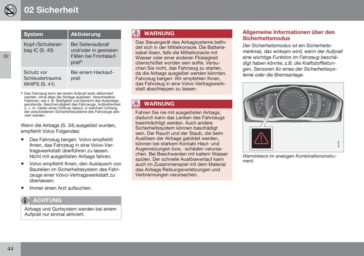 Volvo XC70 Cross Country II 2 Handbuch / page 46