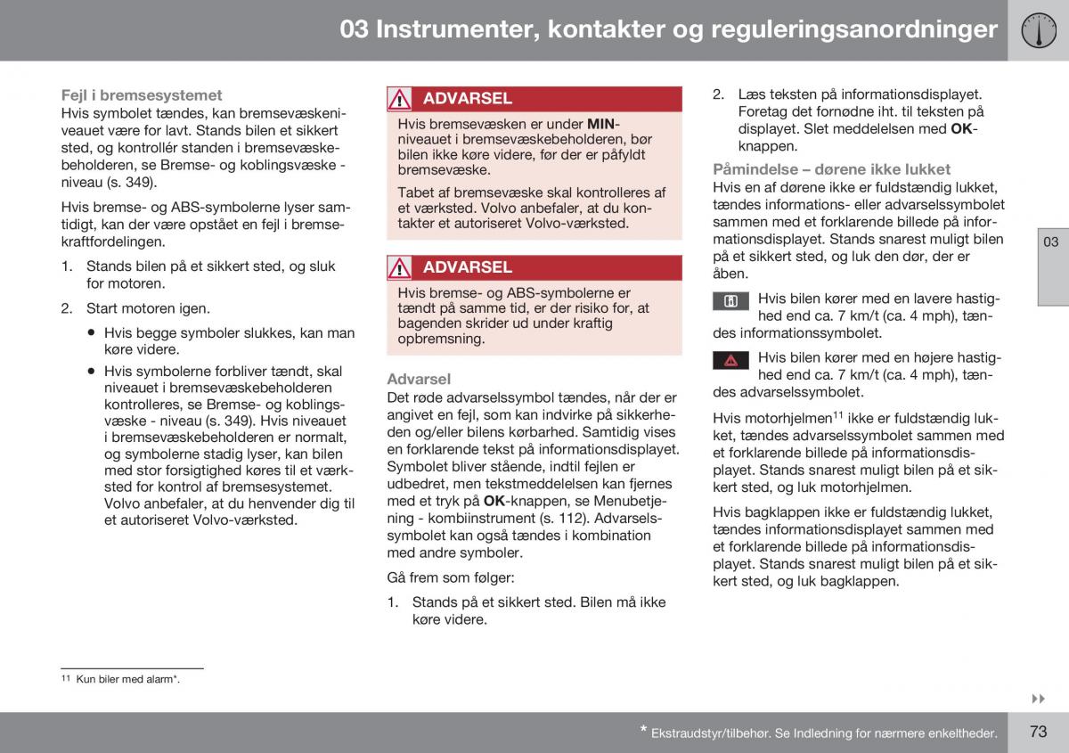 Volvo XC70 Cross Country II 2 Bilens instruktionsbog / page 75