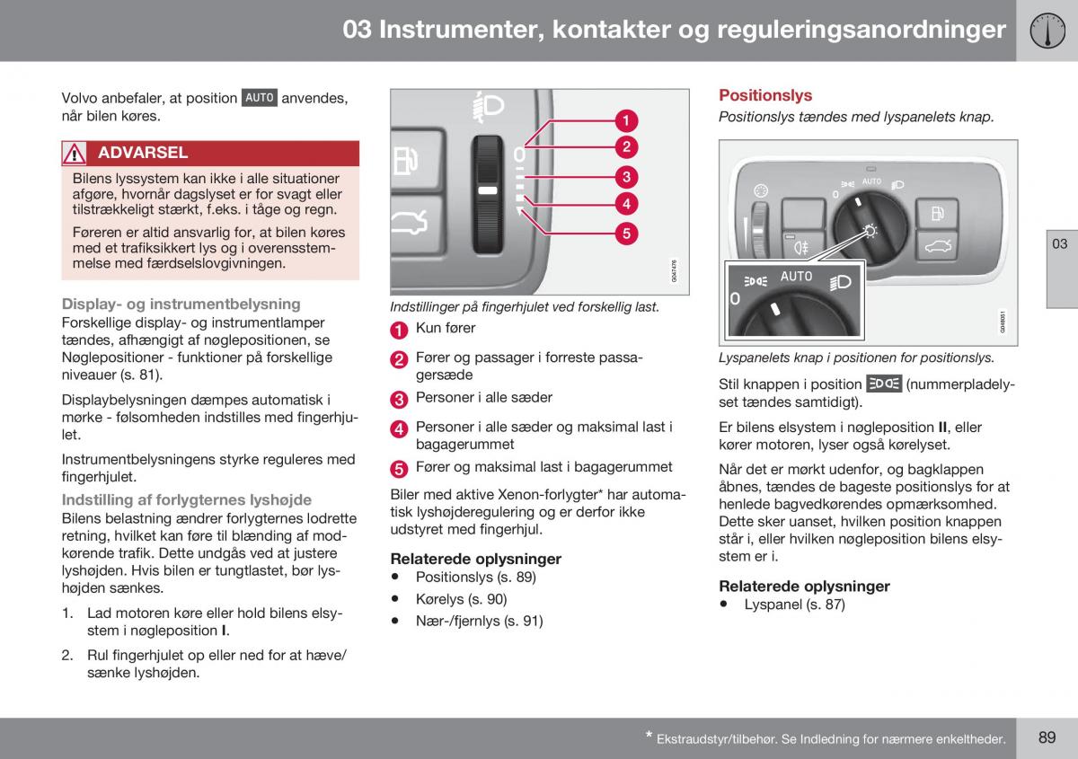 Volvo XC70 Cross Country II 2 Bilens instruktionsbog / page 91