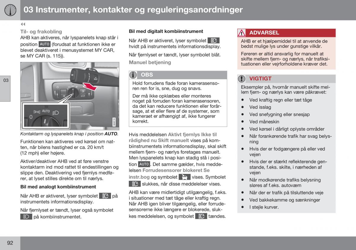 Volvo XC70 Cross Country II 2 Bilens instruktionsbog / page 94