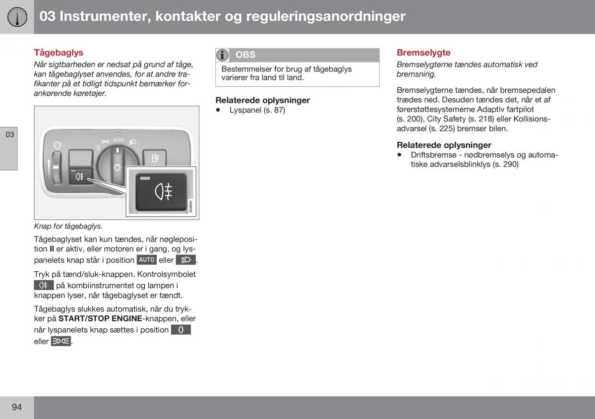 Volvo XC70 Cross Country II 2 Bilens instruktionsbog / page 96