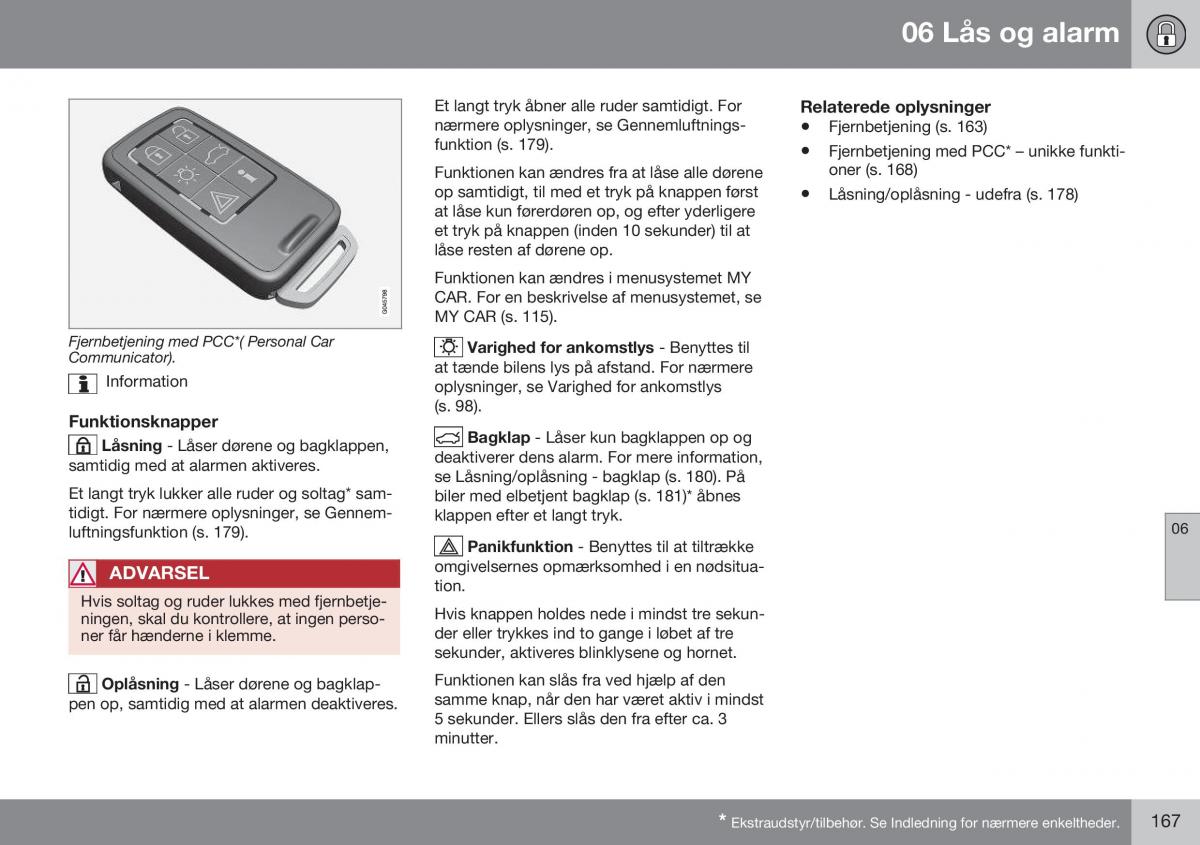 Volvo XC70 Cross Country II 2 Bilens instruktionsbog / page 169