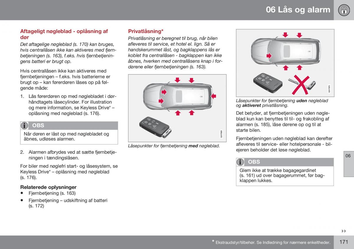 Volvo XC70 Cross Country II 2 Bilens instruktionsbog / page 173