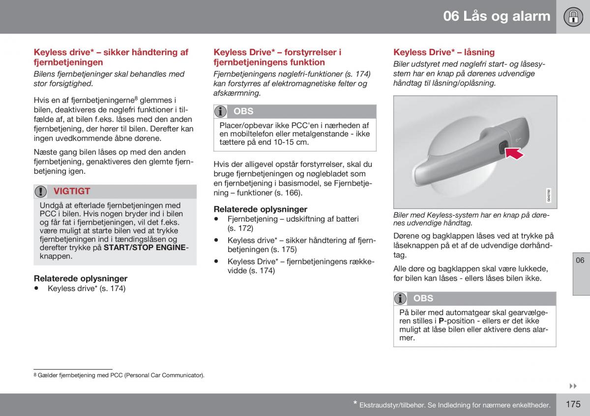 Volvo XC70 Cross Country II 2 Bilens instruktionsbog / page 177