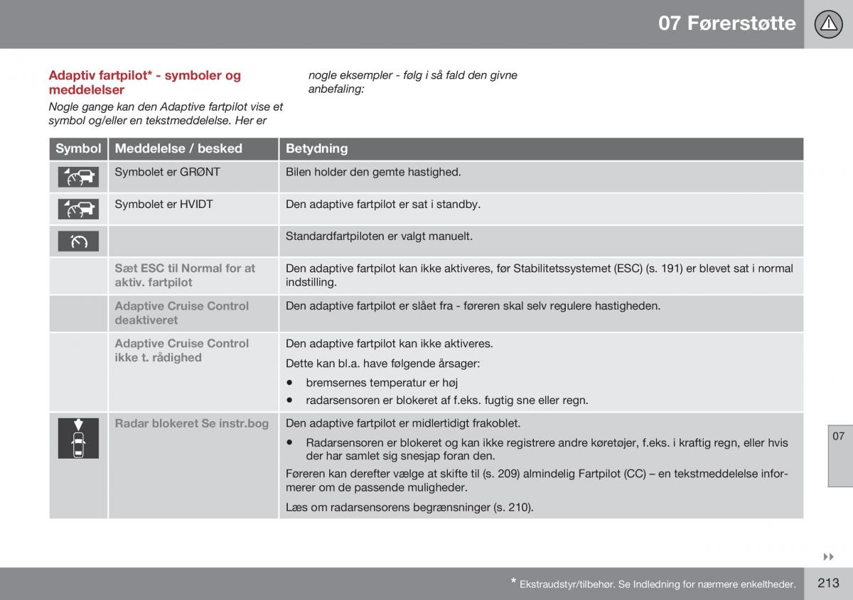 Volvo XC70 Cross Country II 2 Bilens instruktionsbog / page 215