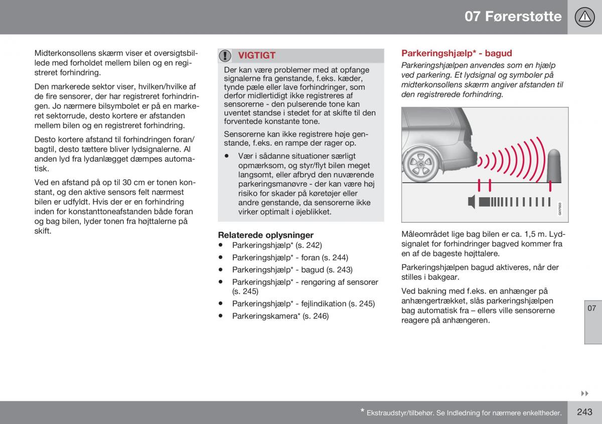 Volvo XC70 Cross Country II 2 Bilens instruktionsbog / page 245