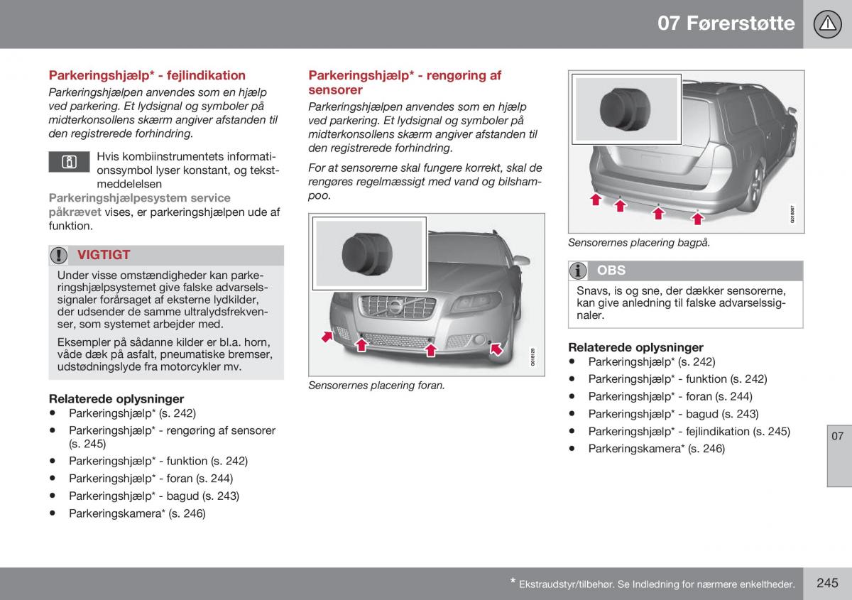 Volvo XC70 Cross Country II 2 Bilens instruktionsbog / page 247