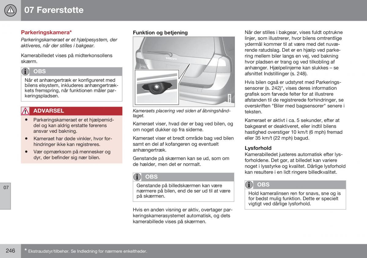 Volvo XC70 Cross Country II 2 Bilens instruktionsbog / page 248