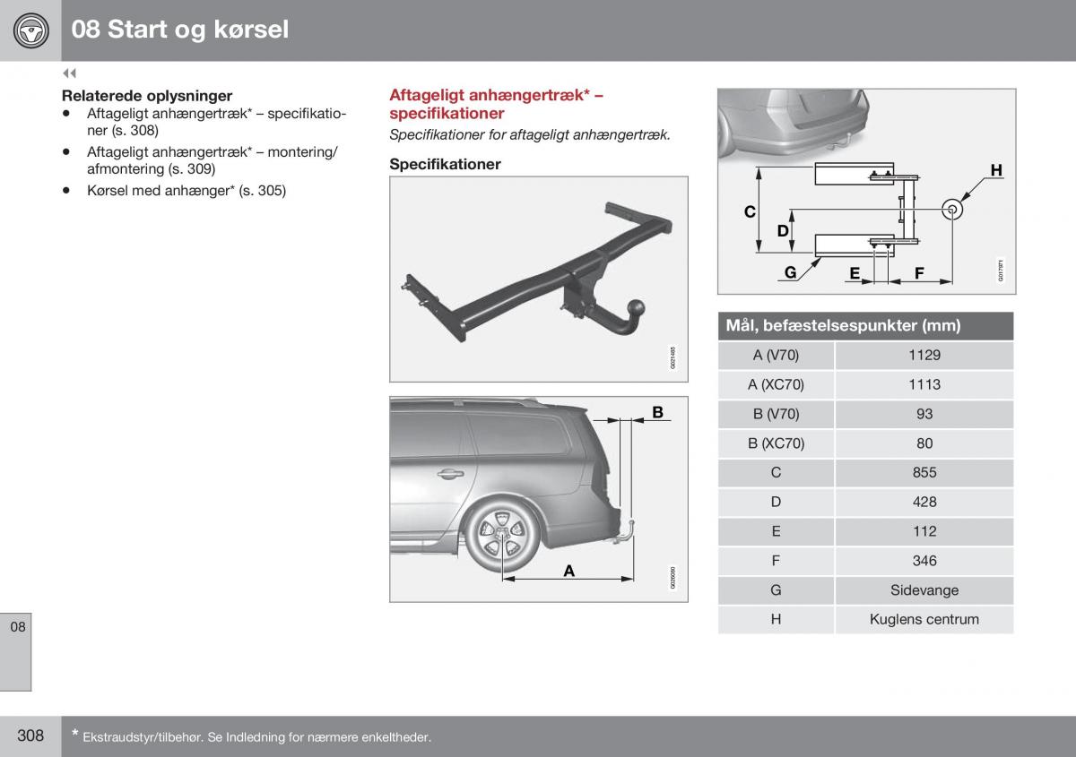 Volvo XC70 Cross Country II 2 Bilens instruktionsbog / page 310